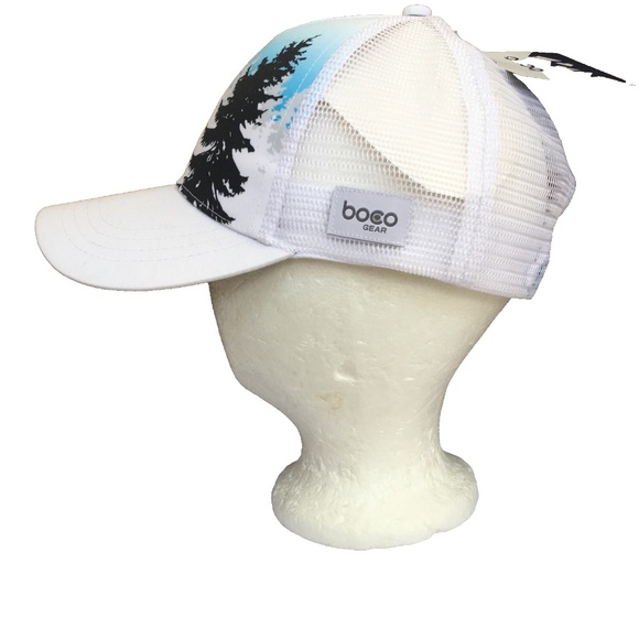 Boco Gear LifeSport Technical Trucker Hat Snapback One Size NWT White Blue Trees - Picture 5 of 10